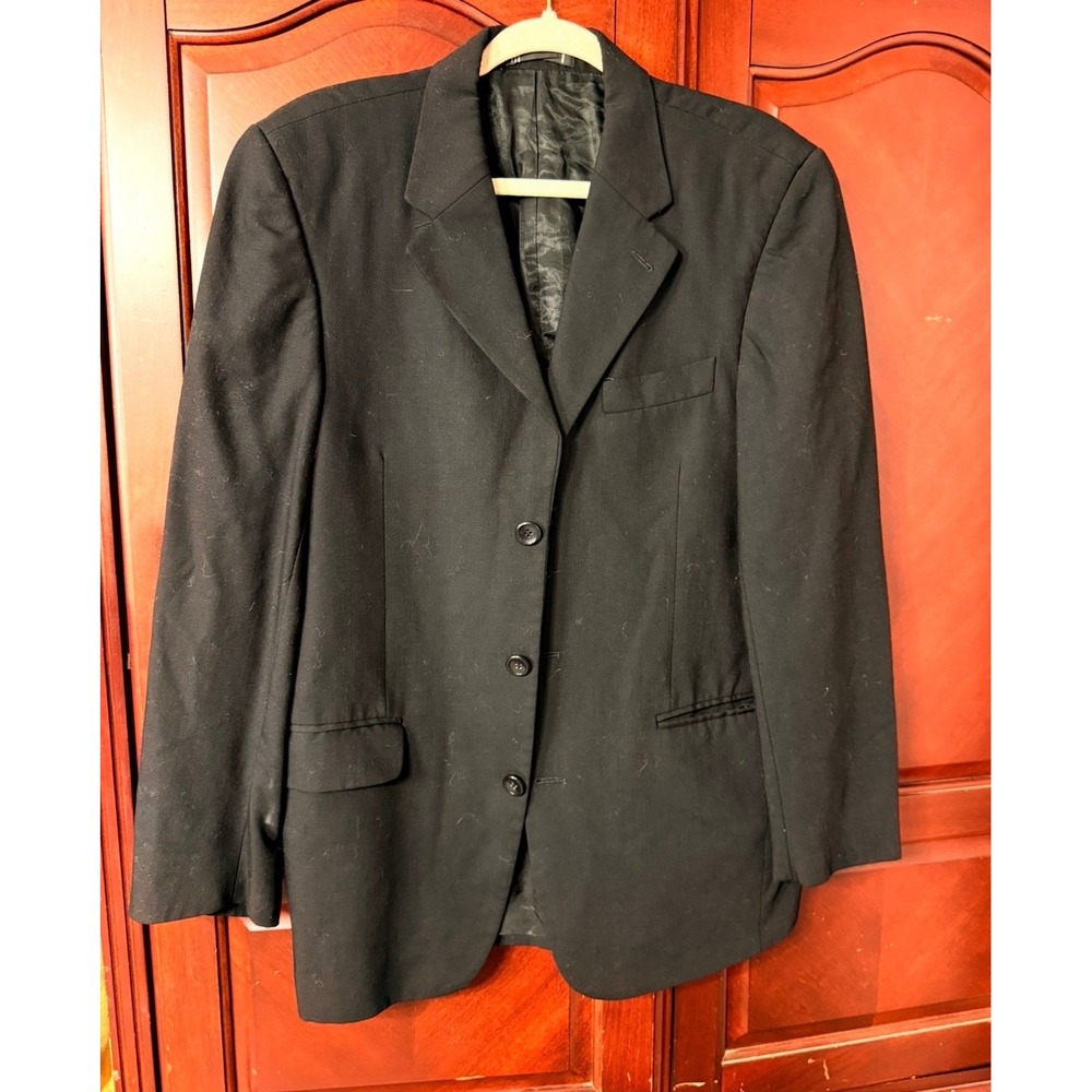 Emanuel Ungaro Mens 100% Wool Blazer Black 3 Button Sport Coat 38R 78022